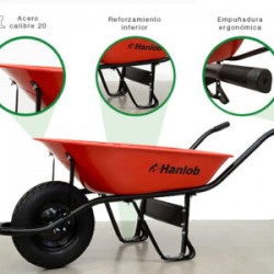 Carretilla Marca Hanlob Reforzada 78 Lt Mod 7503