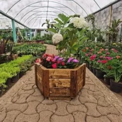 Maceta De Madera Tipo Jardinera Hexagonal